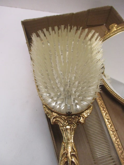 Vintage Stylebuilt Accessories (New York) 24K Gold Plated Mirror, Brush, and - 9