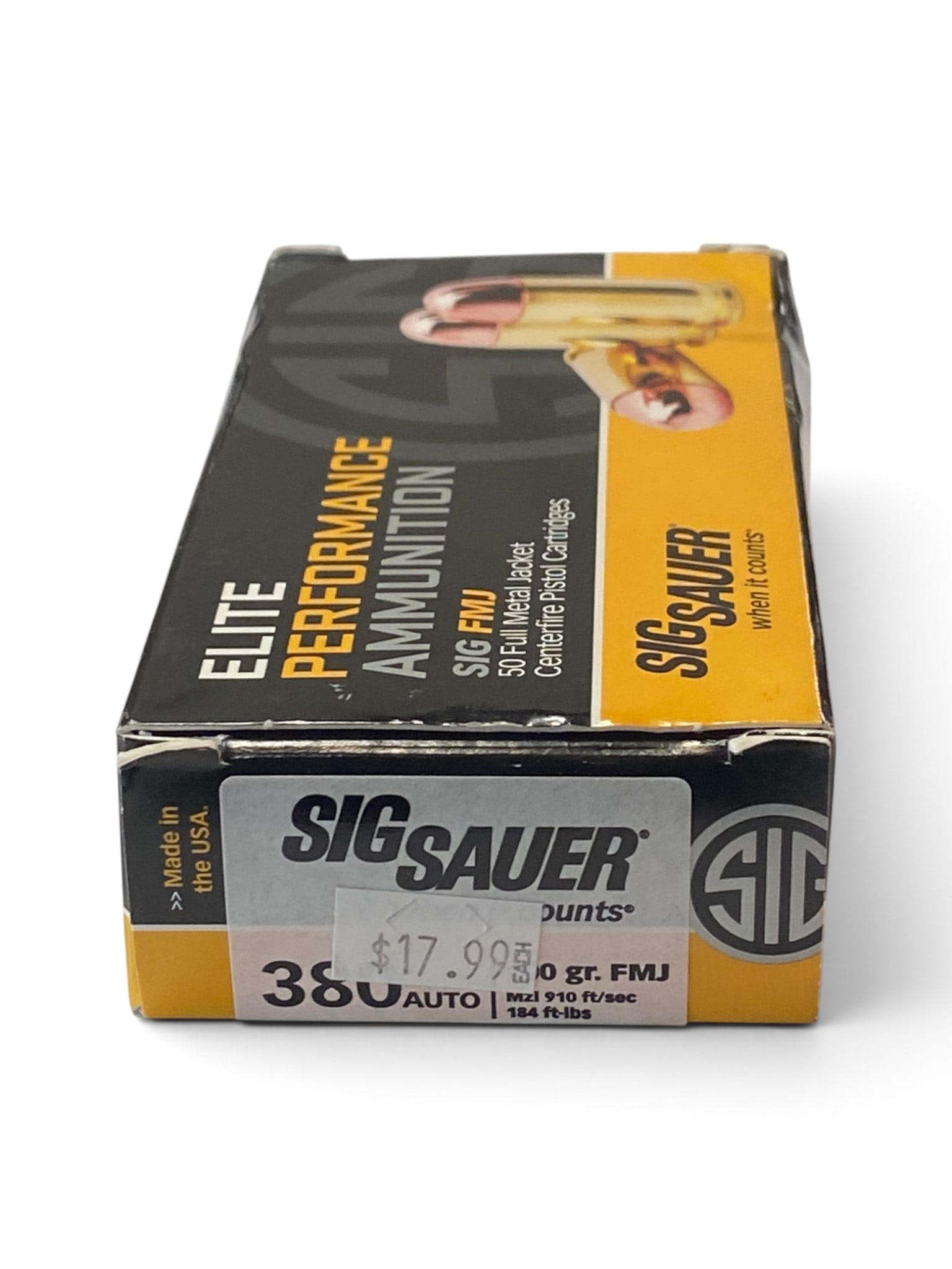 NIB 50rds. of .380 AUTO 90gr. FMJ SIG Sauer Ammunition: See Photo