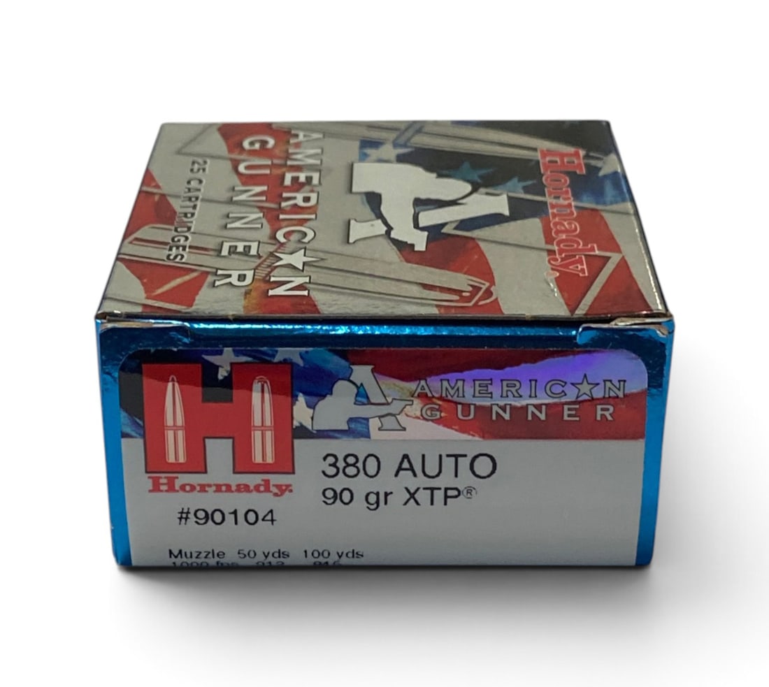 NIB 25rds. of .380 AUTO 90gr. XTP Hornady American Gunner Ammunition: See Photo