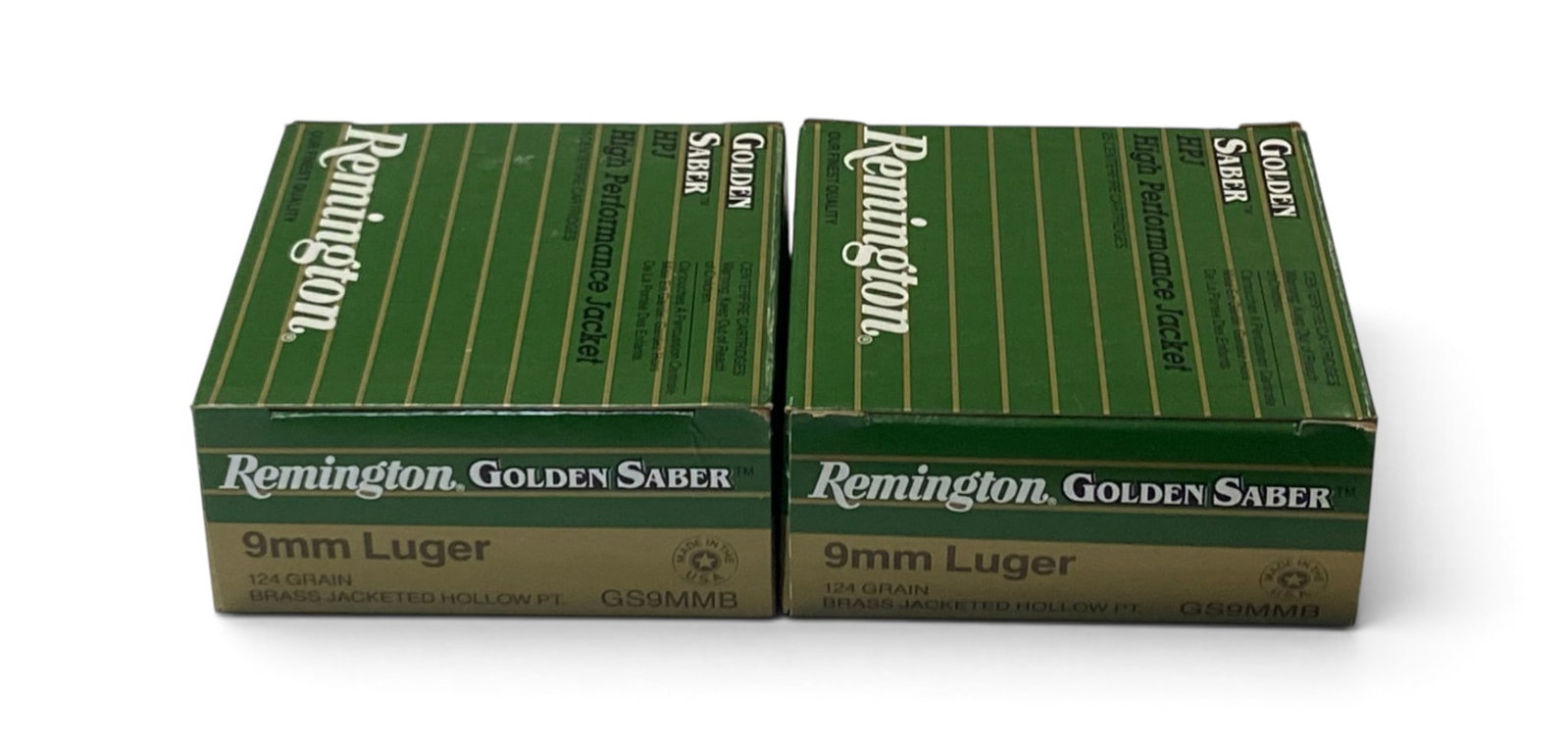 NIB 50rds. of 9mm LUGER 124gr. Brass Jacketed Hollow Point Remington Golden Saber Ammunition: See Photo