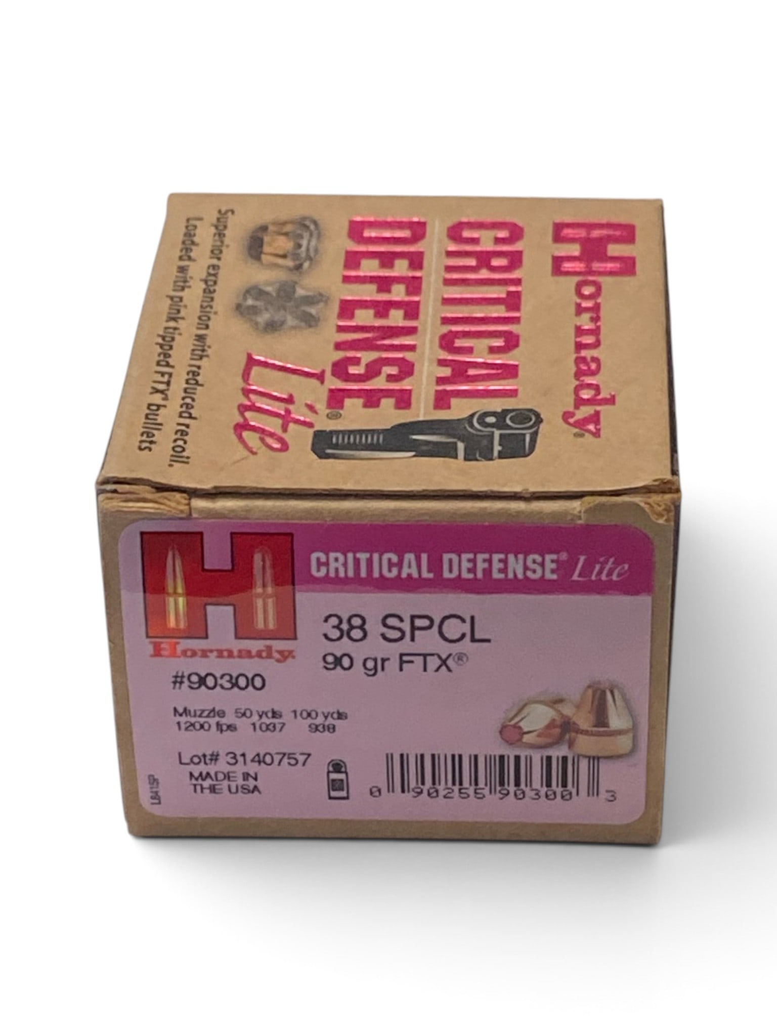 NIB 25rds. of .38 SPECIAL 90gr. FTX Hornady Critical Defense Lite Ammunition: See Photo