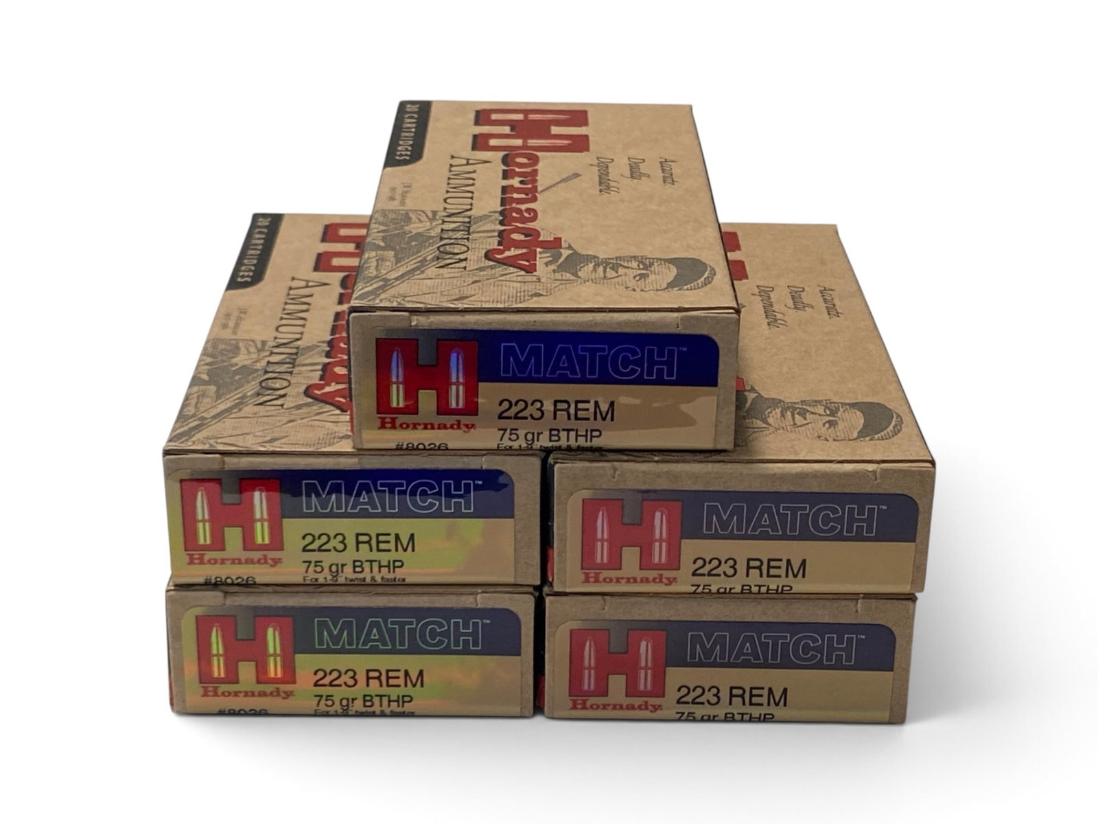 NIB 100rds. of .223 REM. 75gr. BTHP Hornady MATCH Ammunition: See Photo