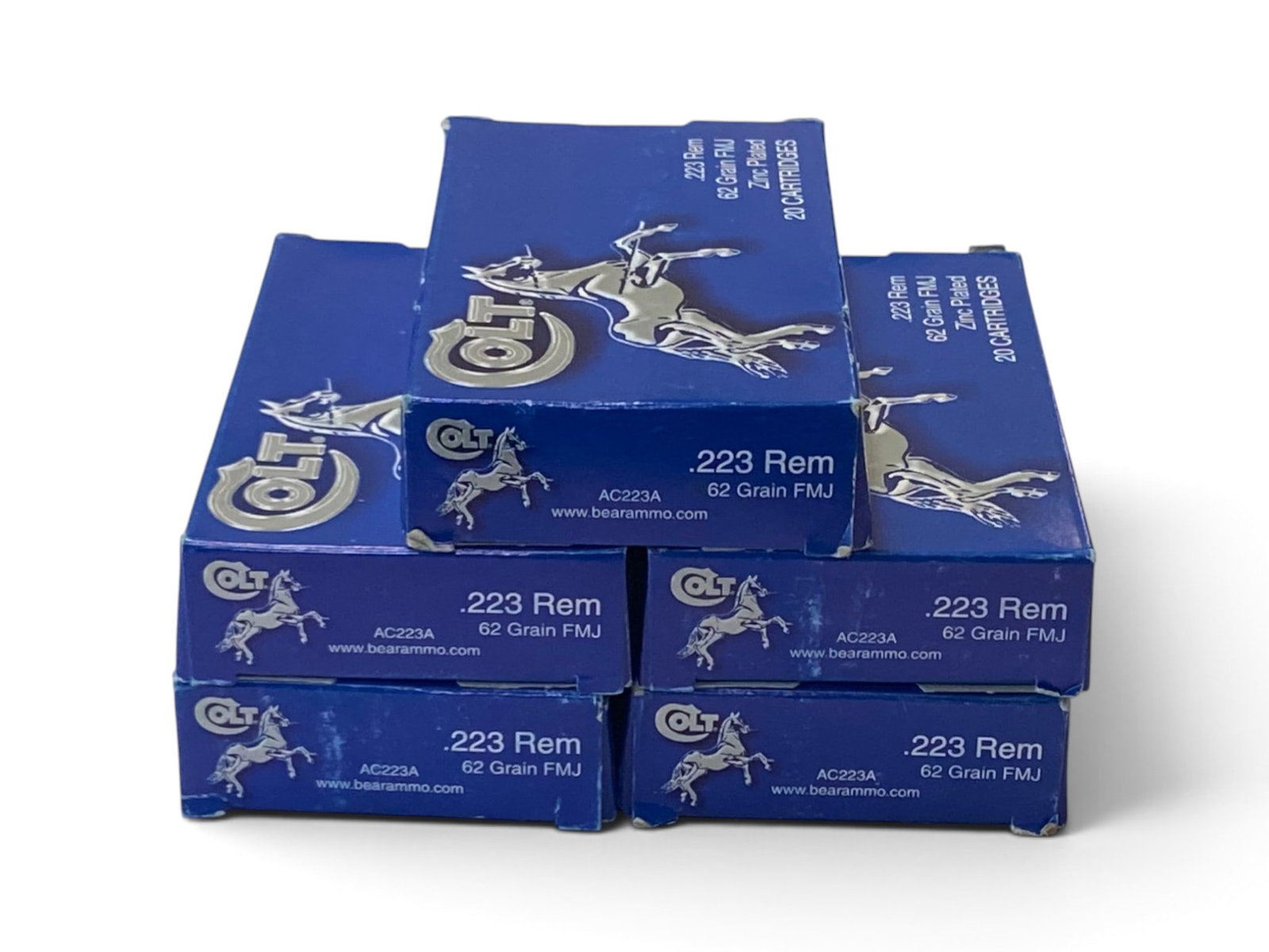 NIB 100rds. of .223 REM. 62gr. FMJ Zinc Plated Colt Ammunition: See Photo