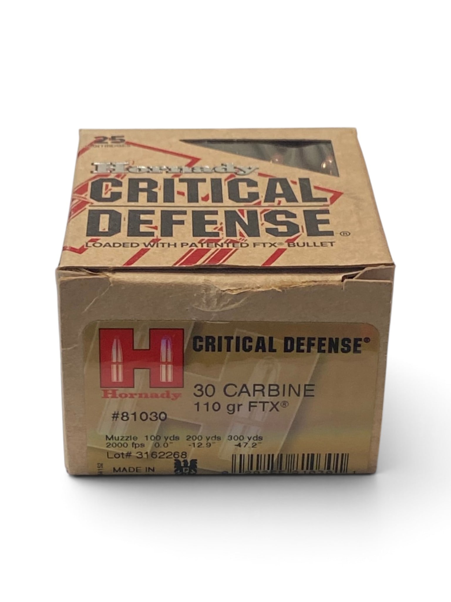 NIB 25rds. of .30 CARBINE 110gr. FTX Hornady Critical Defense Ammunition: See Photo