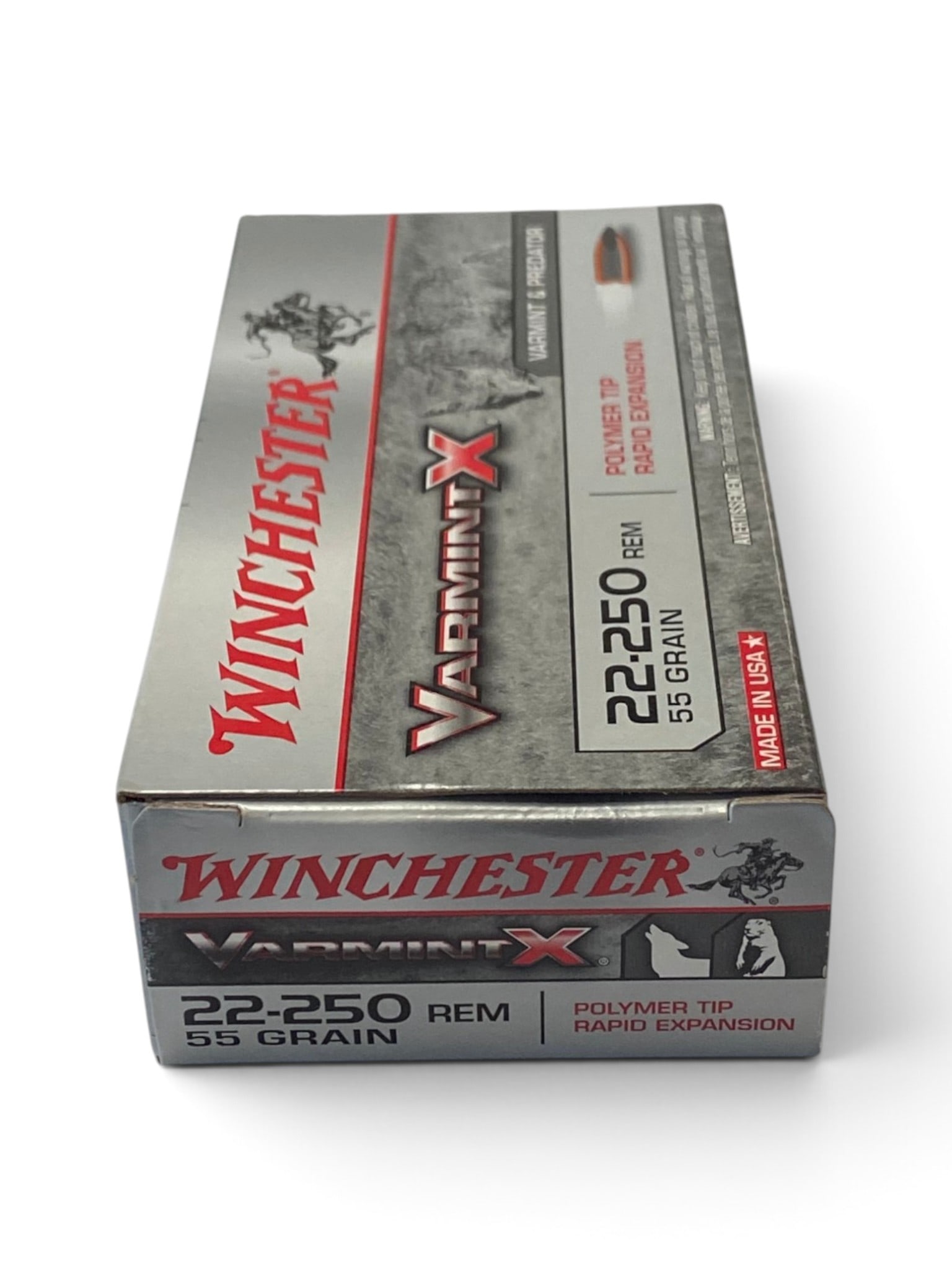 NIB 20rds. of .22-250 REM. 55gr. Polymer-Tip Winchester Varmint-X Ammunition: See Photo