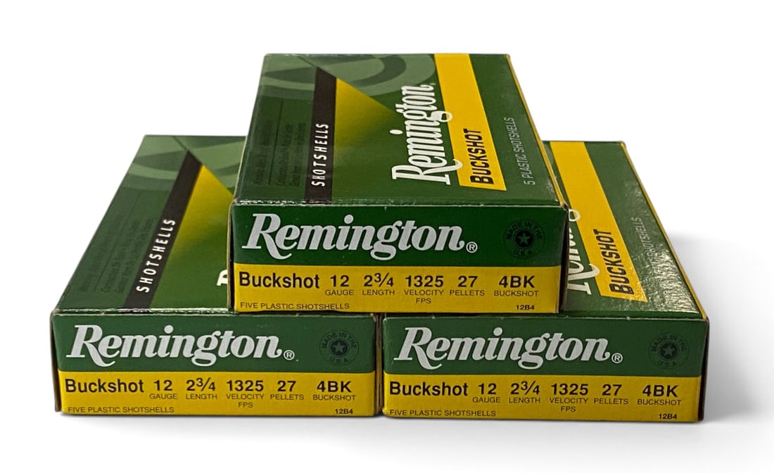 NIB 15rds. of 12 GA 2-3/4” 27 Pellet #4 BUCK Remington BUCKSHOT Defense Ammunition : See Photo