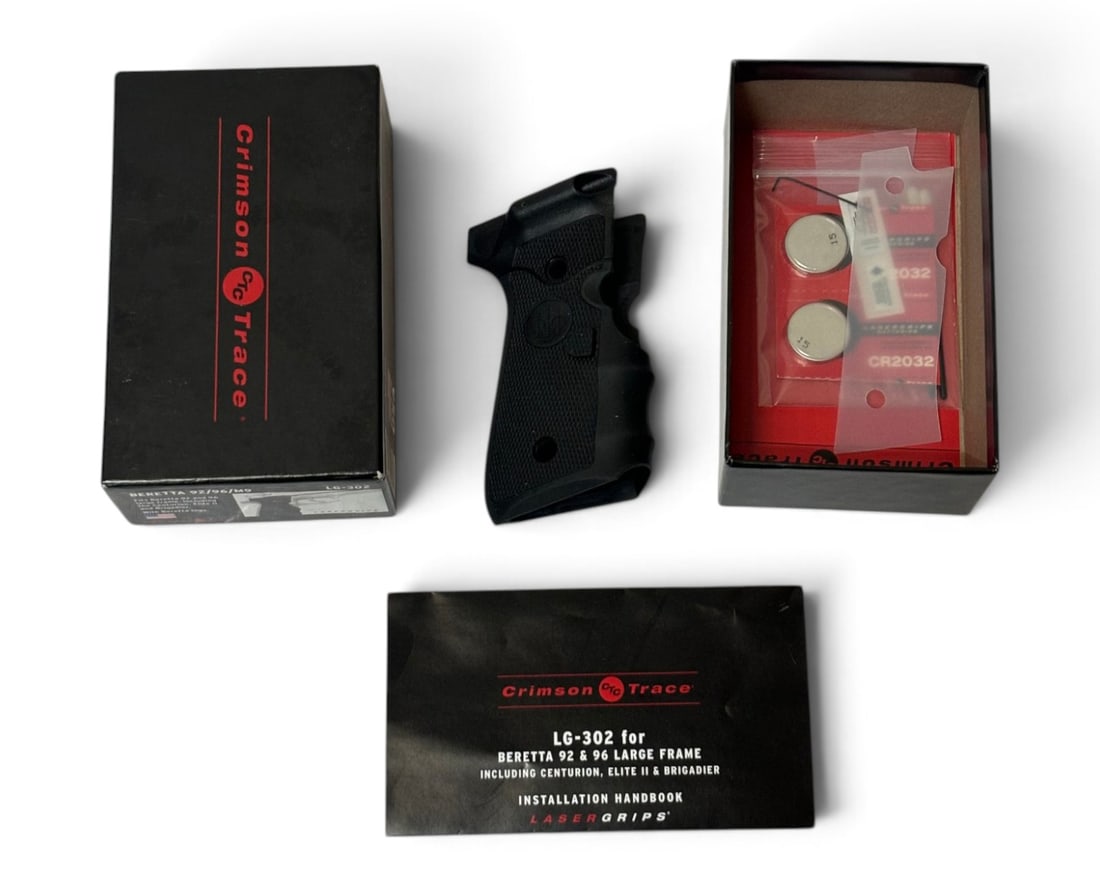 NIB Crimson Trace Beretta 92/96/M9 Laser Black Rubber Grip - 2