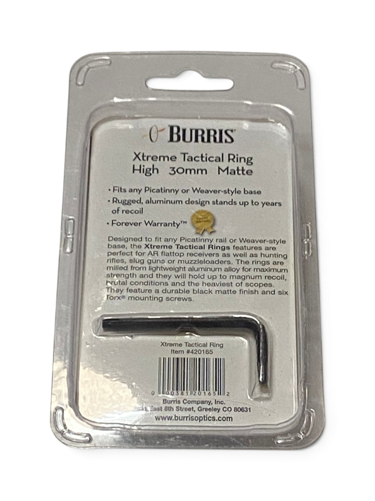 NIB Burris Xtreme Tactical Ring High 30mm Matte - 2