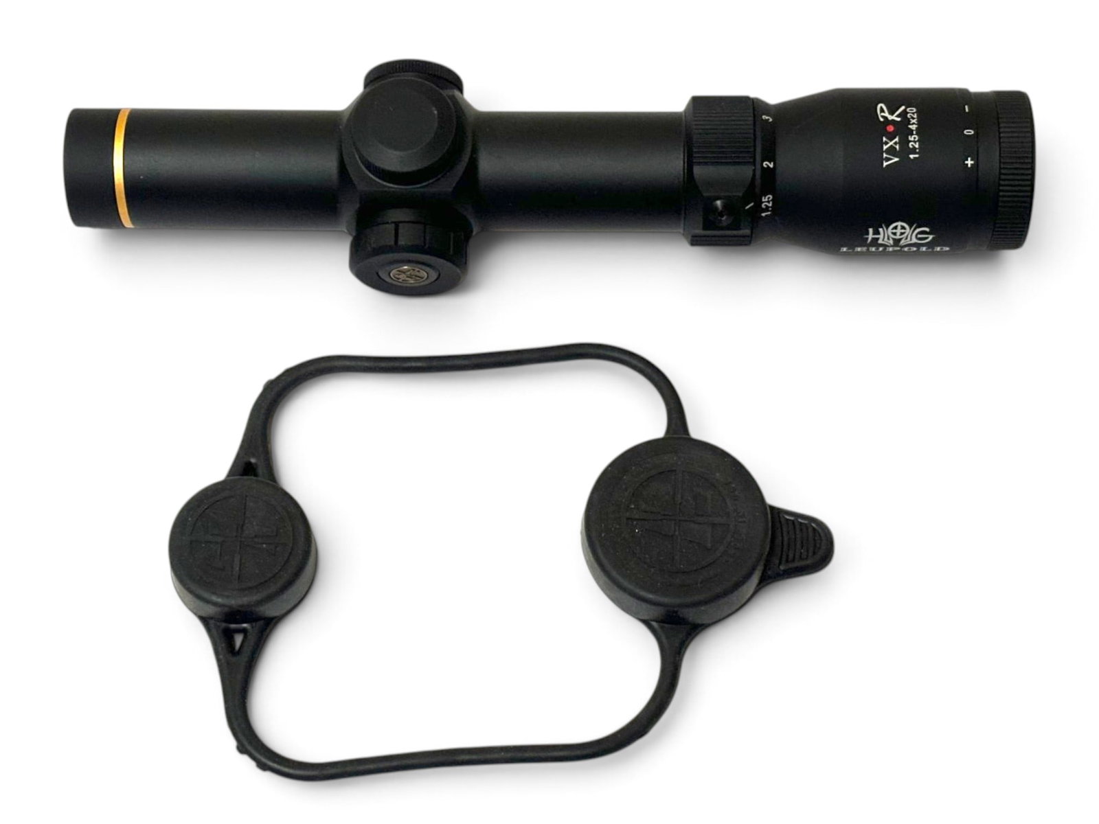 Leupold Hog VX-R 1.25-4x20 Fire-Dot Pig Plex 30mm Scope with Lens Covers: Excellent, Like new. Optics are clear. Illumination works.