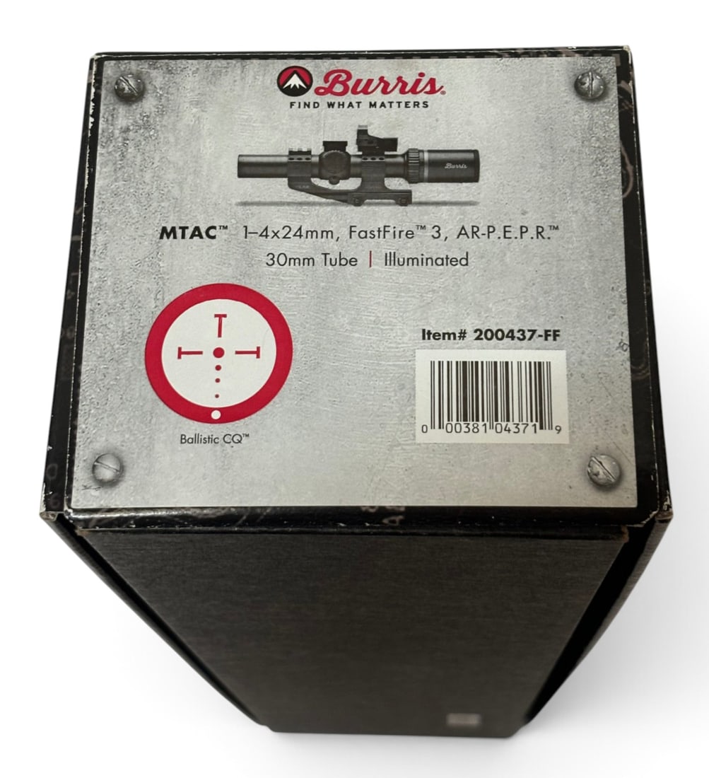 NIB Burris MTAC 1-4x24mm Illuminated Ballistic CQ Scope with FastFire III RMR and AR-P.E.P.R. Mount - 2