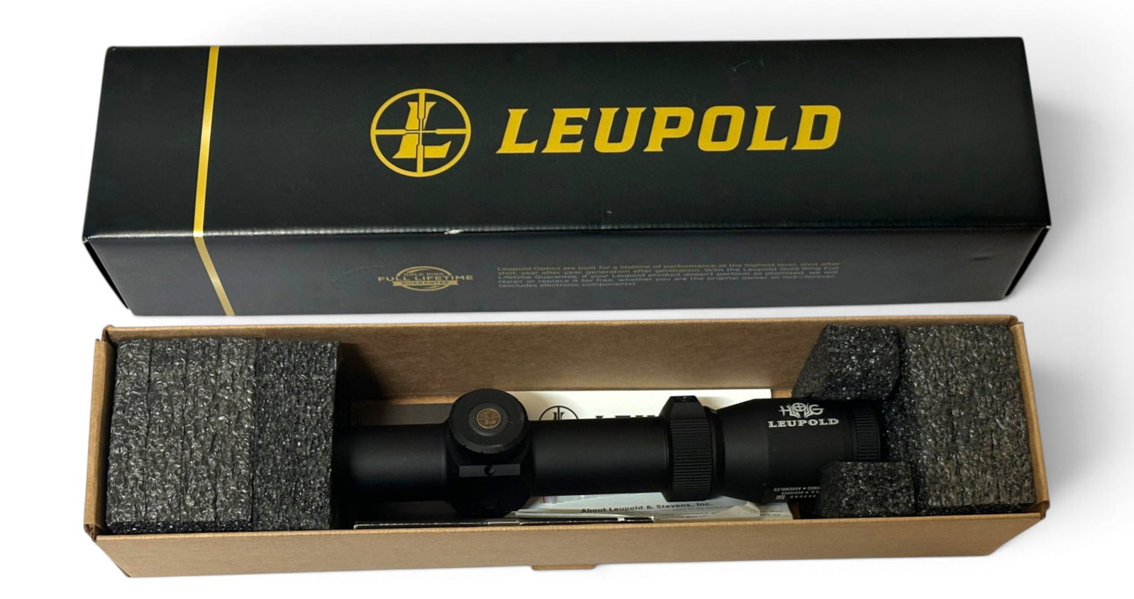 NIB Leupold Hog VX-R 1.25-4x20 Fire-Dot Pig Plex Illuminated 30mm Scope: #113165. Excellent. New in original box. Optics are clear. Illumination works.