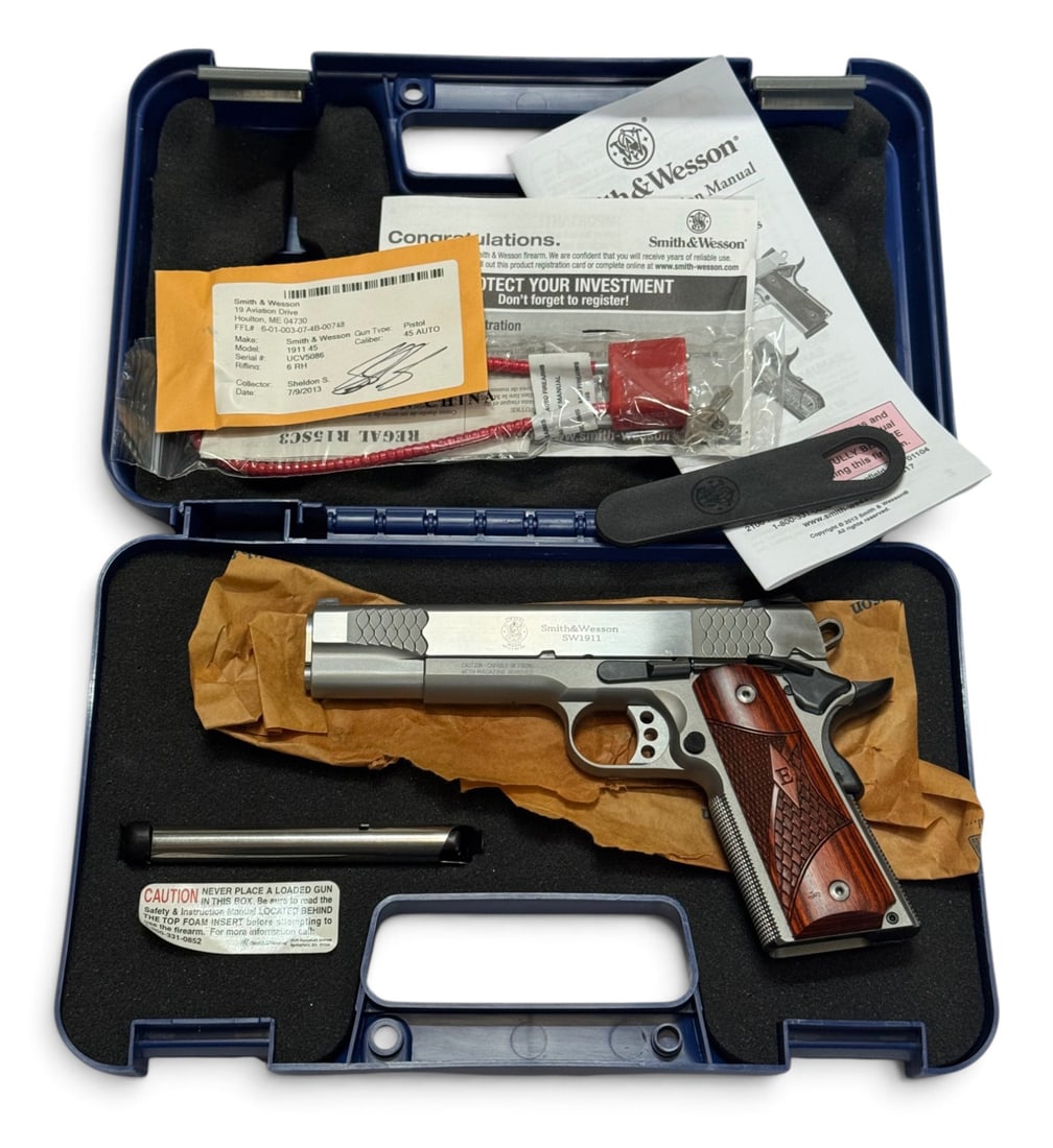 LNIB Smith & Wesson SW1911 E-Series .45 ACP Stainless 5” Pistol in Original Box  - 4