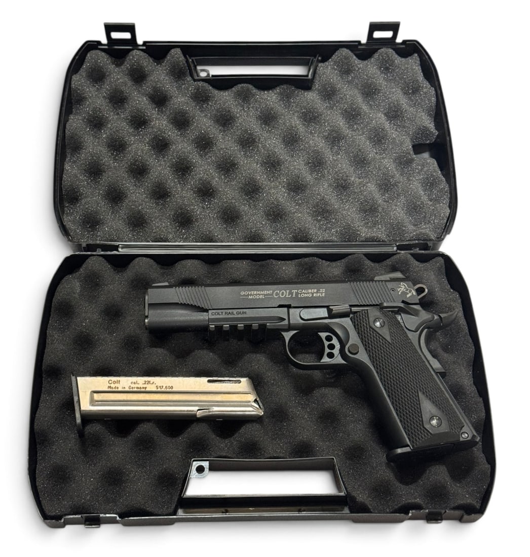 LNIB German Walther / Colt 1911 Rail Gun .22 LR Semi-Automatic Pistol w/ Original Box - 4