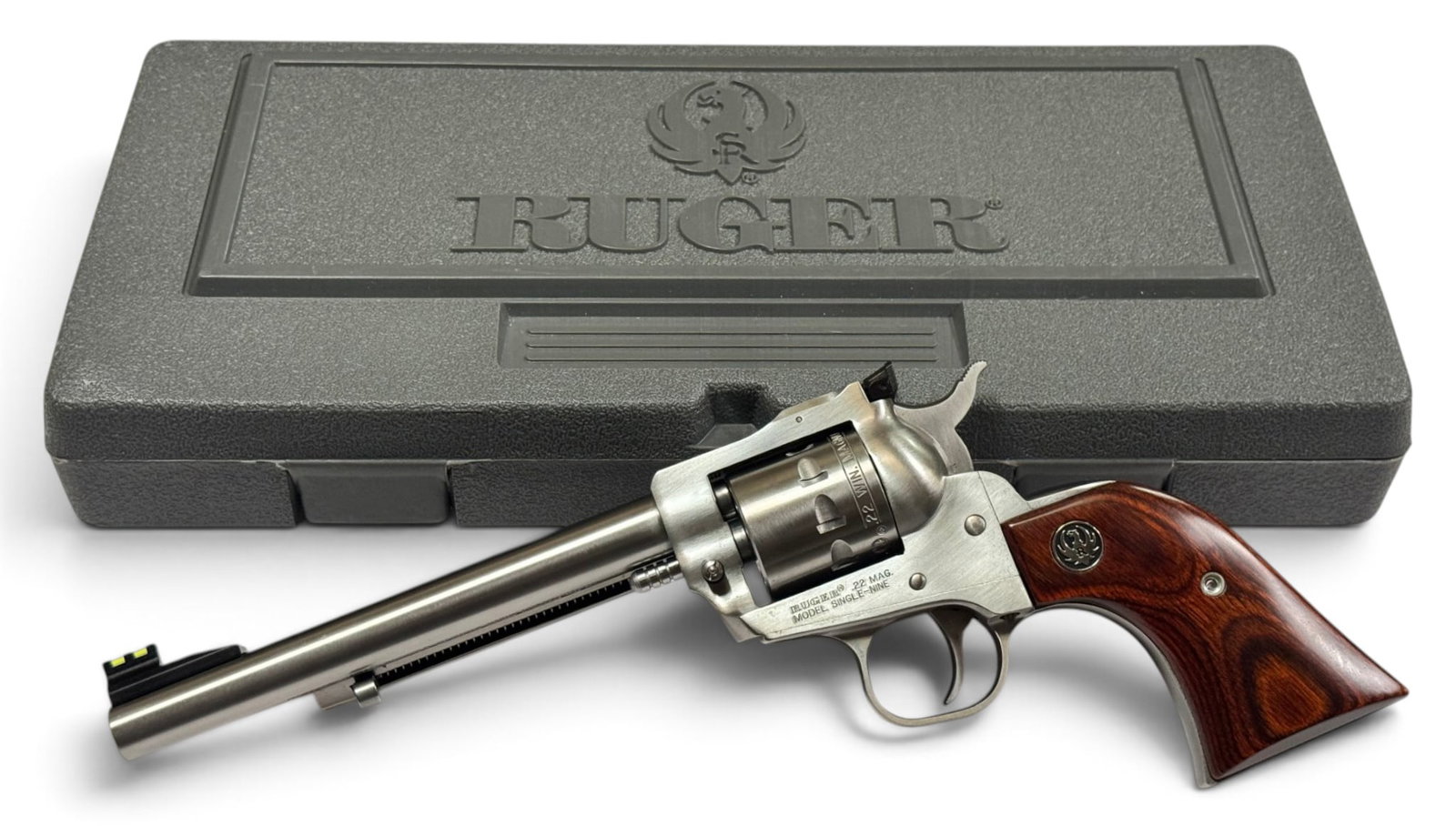 LNIB 2013 Ruger Model Single-Nine .22 WMRF 6.5” Stainless Revolver in Original Box: S#: 815-07623 | Mfg. 2013 | Model: 08150 | 6.5” Barrel | Nine-shot stainless-steel single-action revolver chambered in .22 WMR with adjustable sights and transfer-bar safety system | Comes with 
