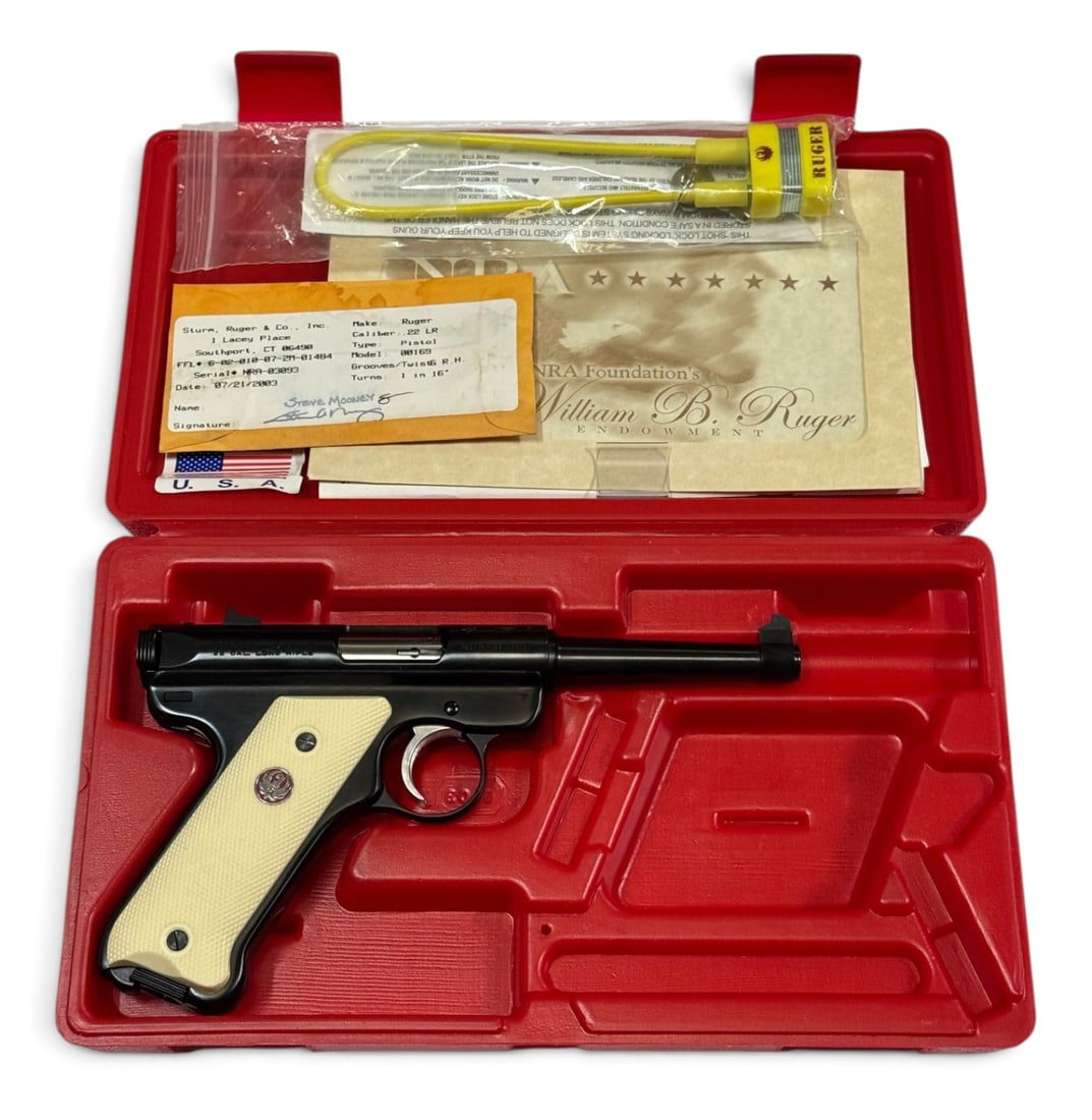 NIB 2003 Ruger Mark II NRA 50th Anniversary .22 LR Special Edition Pistol in Red Case - 2