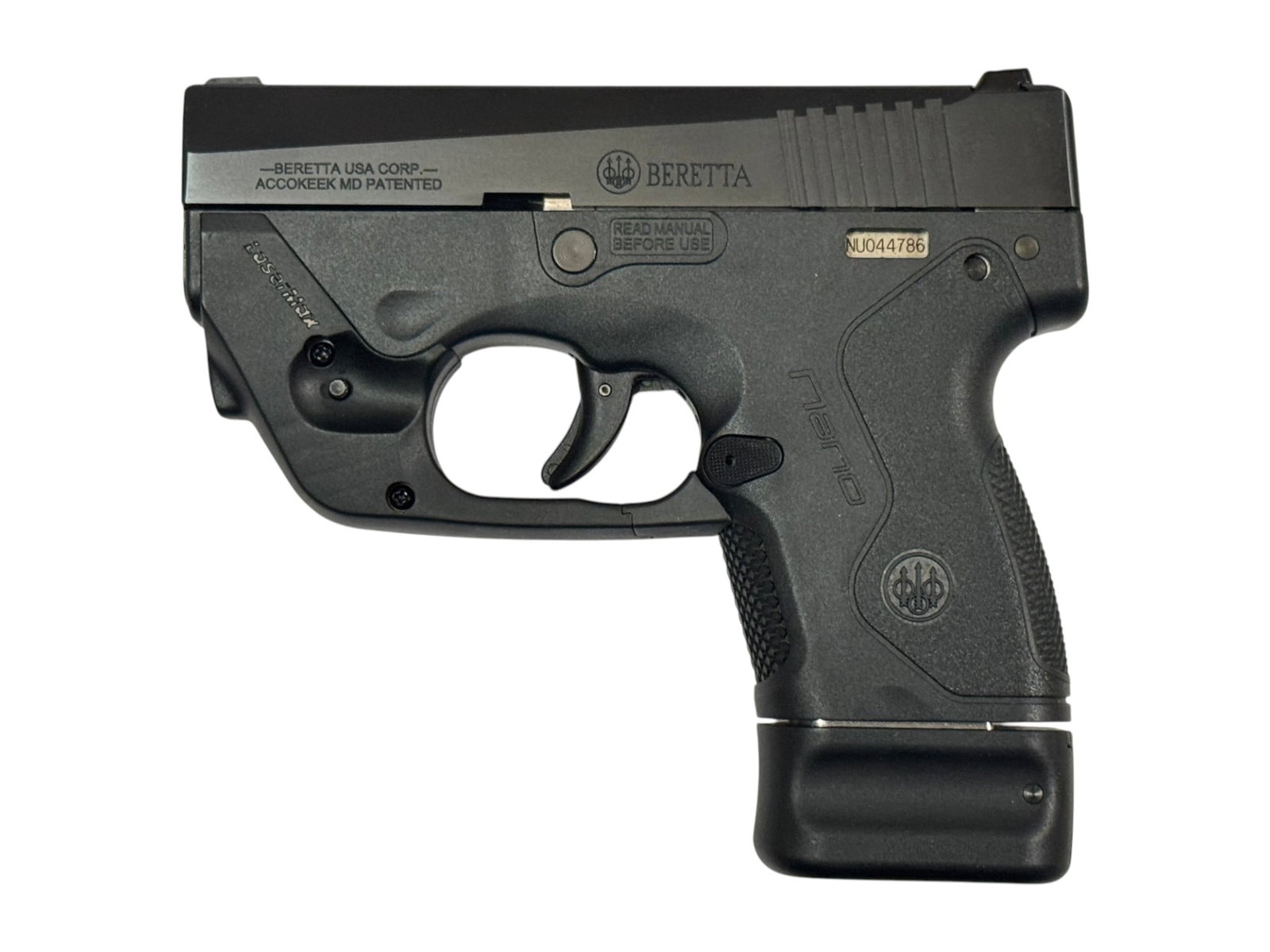 LNIB Beretta BU9 Nano Semi-Automatic 9mm Pistol with 2 Mags & Laser - 4