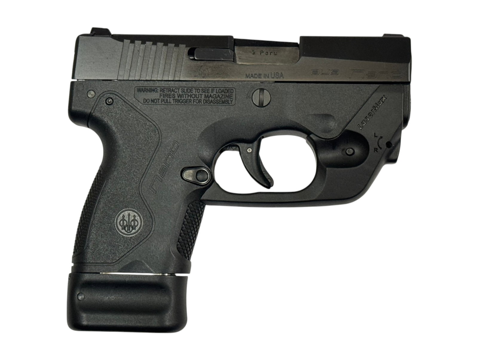 LNIB Beretta BU9 Nano Semi-Automatic 9mm Pistol with 2 Mags & Laser - 5