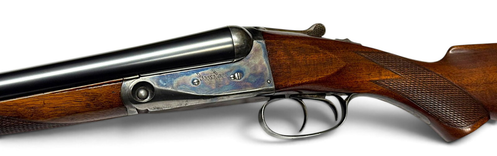 Excellent 1916 Parker Bros. Trojan Grade 16 GA. Hammerless SXS Double Barrel Shotgun: S#: 174659, all matching | Mfg. Date: 1916 | 28” Trojan Steel Solid Rib Barrels with rounded barrel extension | 14" LOP | Trojan Grade hammerless boxlock double | OV frame marking | Single bead