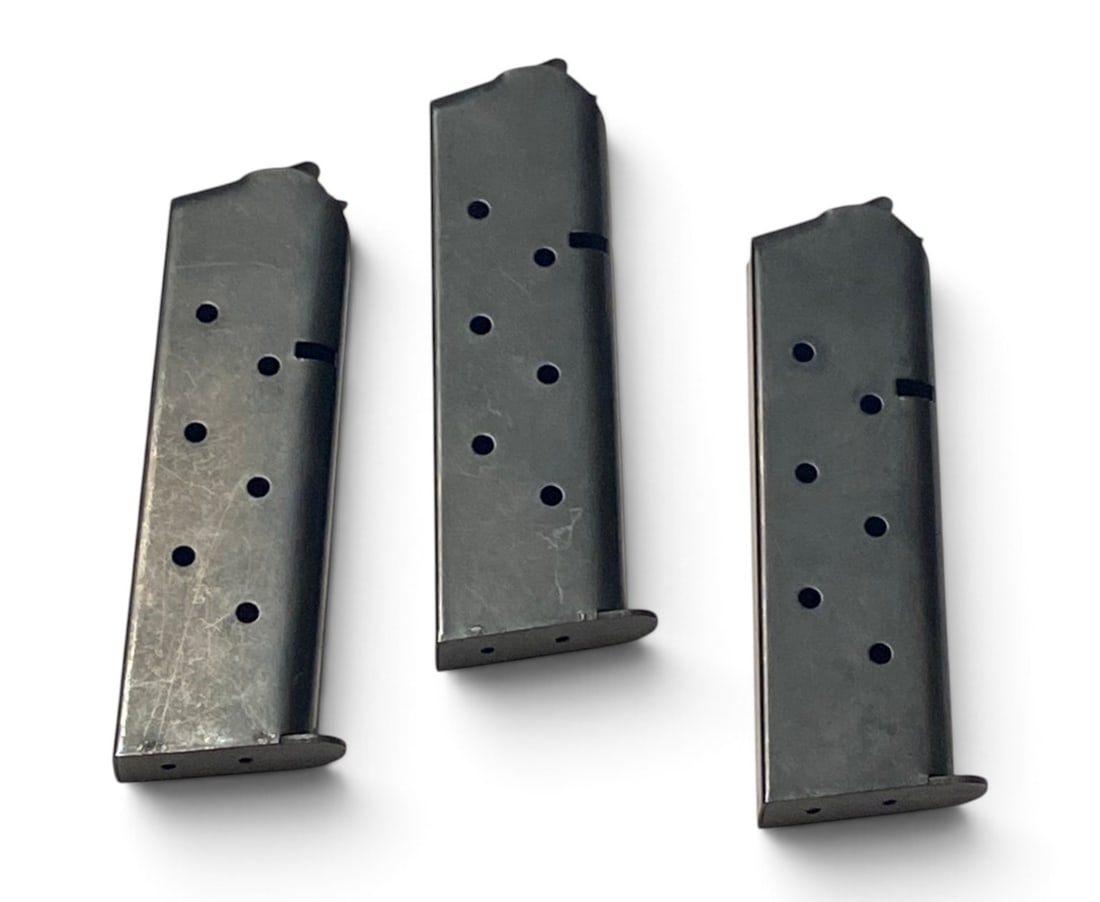 (3) Chip McCormick 8-Round .45 ACP 1911 Blued Steel Magazines: CM Products supplies the Shooting Star magazine to American's top 1911 manufactures for use as the factory standard in their handguns. Tolerances for Shooting Star magazines and components are 50% tig