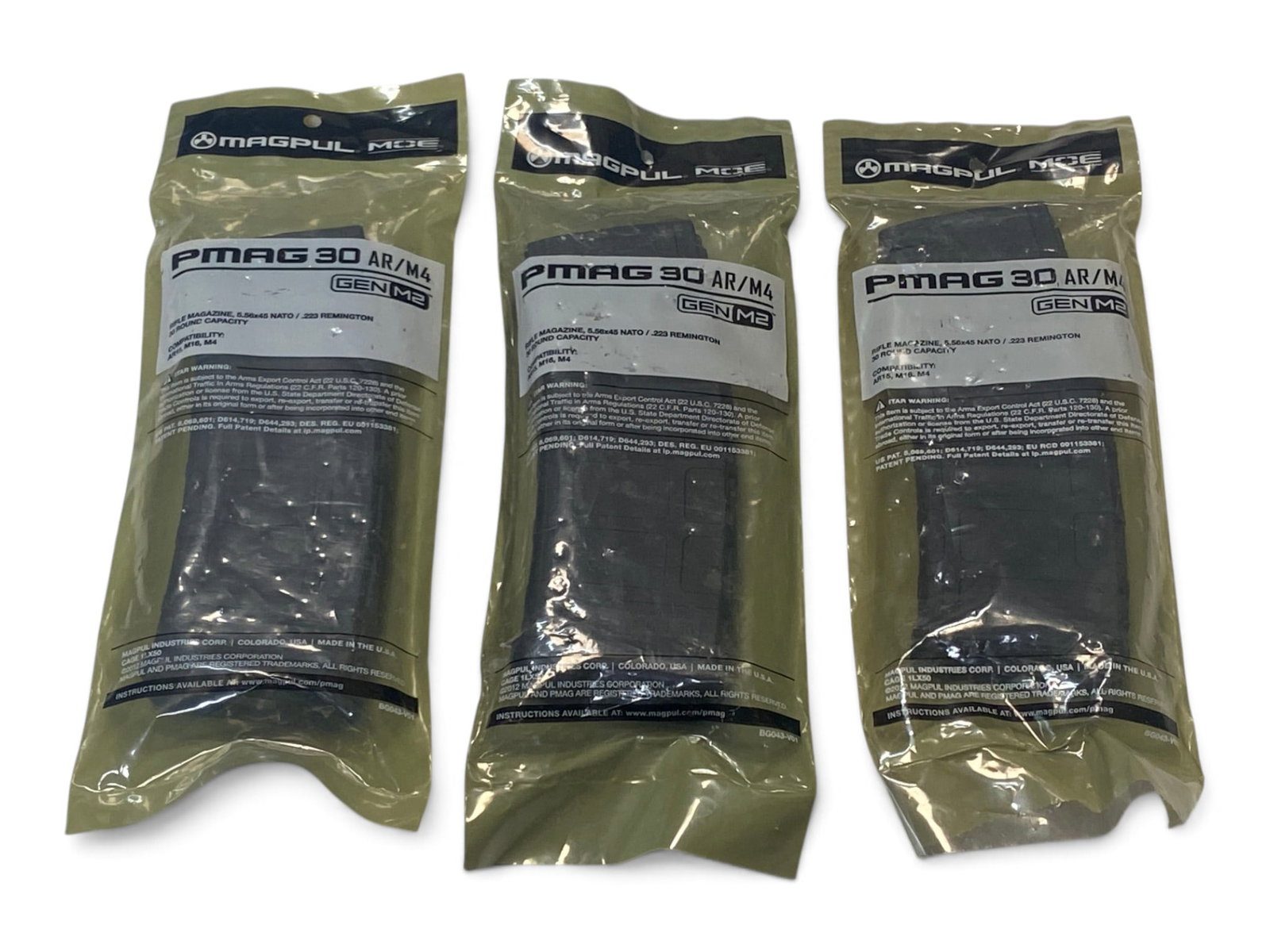 (3) NIB MAGPUL PMAG 30 AR/M4 Gen M2 30rd. 5.56x45 NATO/.223 REM. Magazines: See Photo(s)