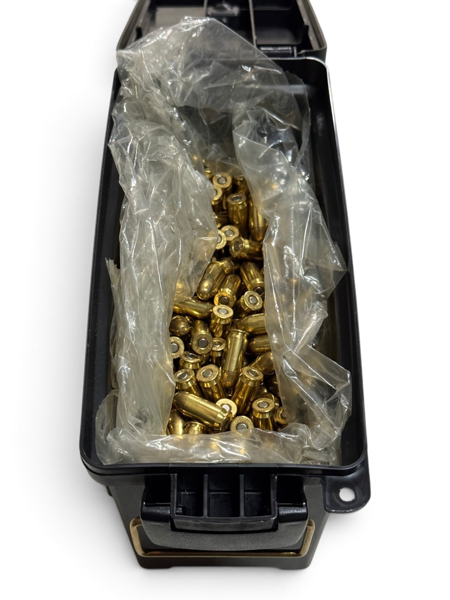 Approx. 450rds. of .45 AUTO 230gr. FMJ Remington Factory Loose Ammunition in Can: Weighs 23 pounds in the can. Plastic Can is around 1-1.5lbs.
