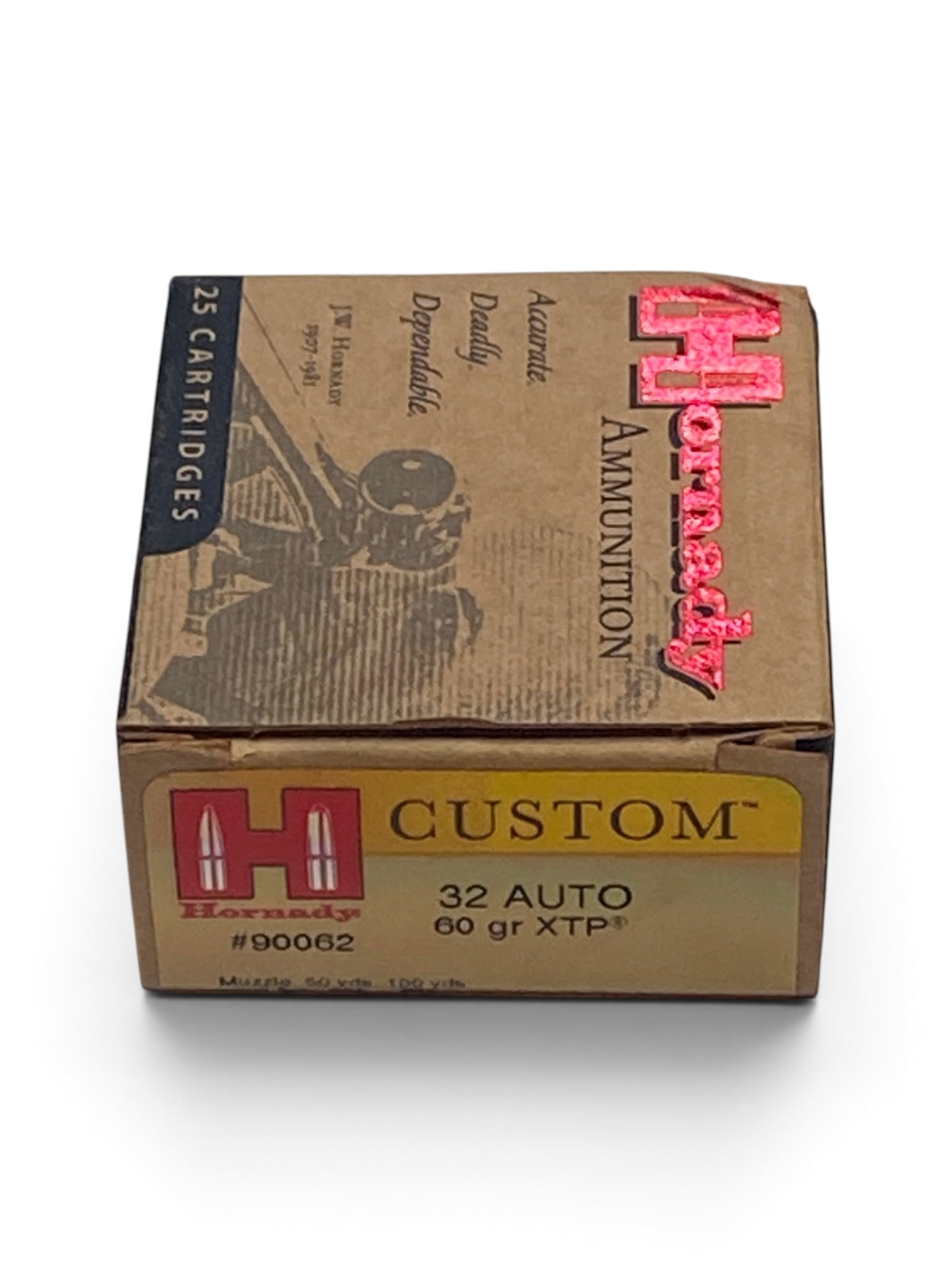 NIB 25rds. of .32 AUTO 60gr. XTP Hornady Custom Ammunition: See Photo(s)