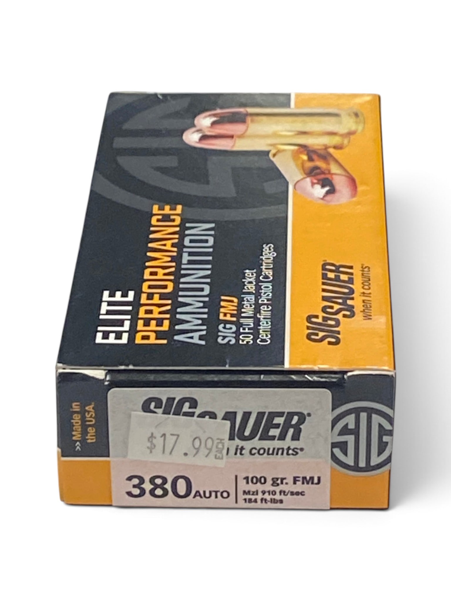 NIB 50rds. of .380 AUTO 100gr. FMJ Sig Sauer Ammunition: See Photo(s)
