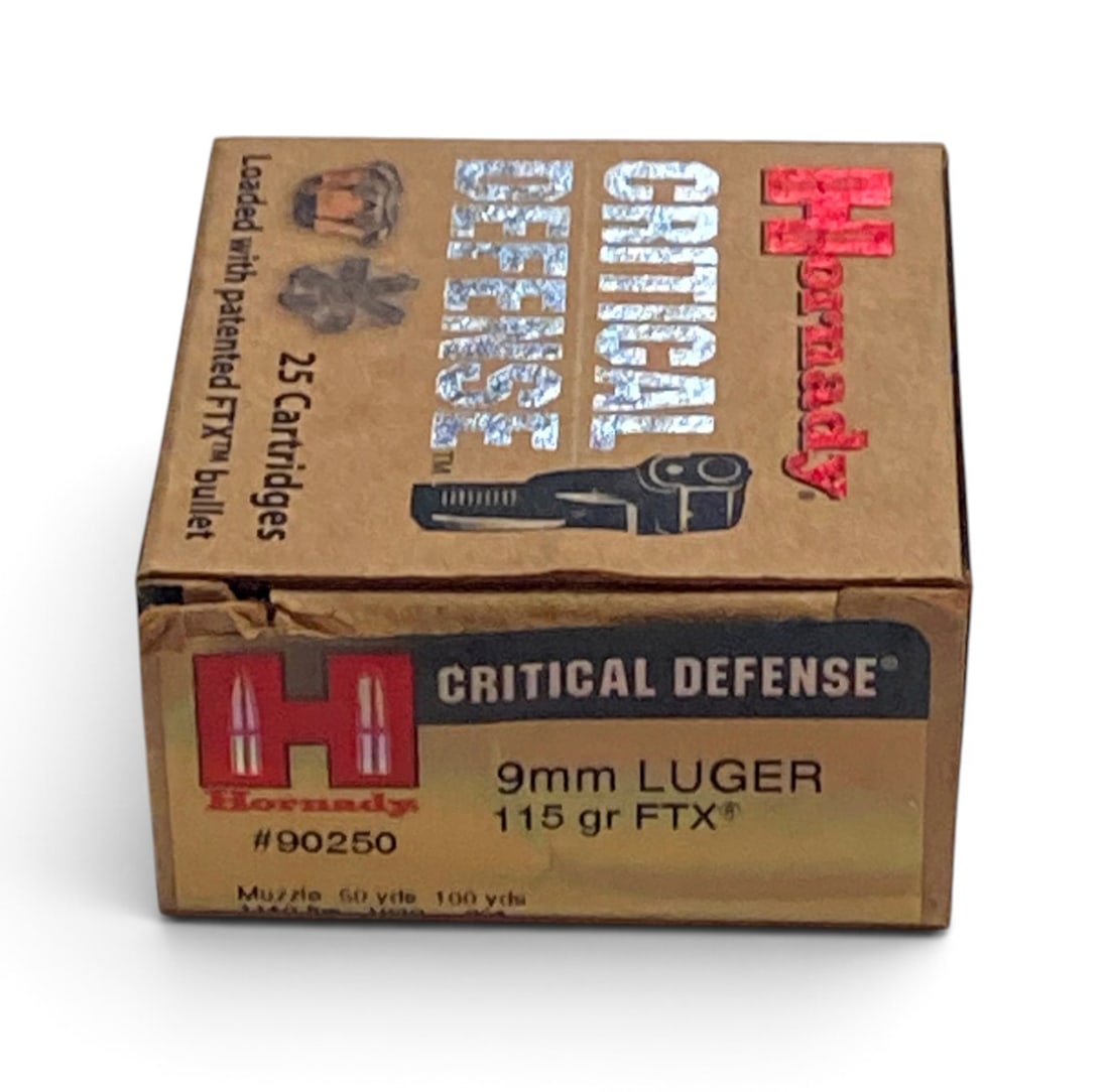 NIB 25rds. of 9mm LUGER 115gr. FTX Hornady Critical Defense Ammunition: See Photo(s)