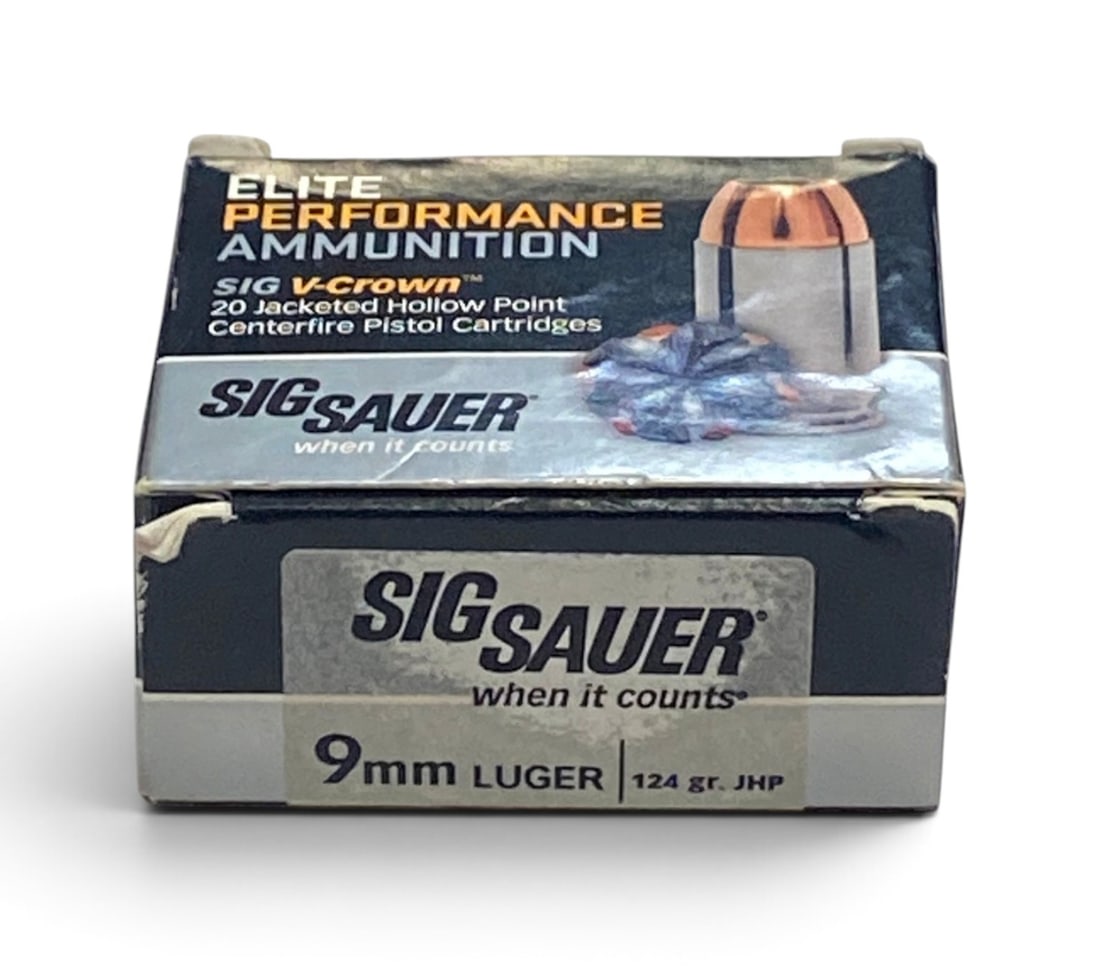 NIB 20rds. of 9mm LUGER 124gr. JHP Sig Sauer V-Crown Ammunition: See Photo(s)
