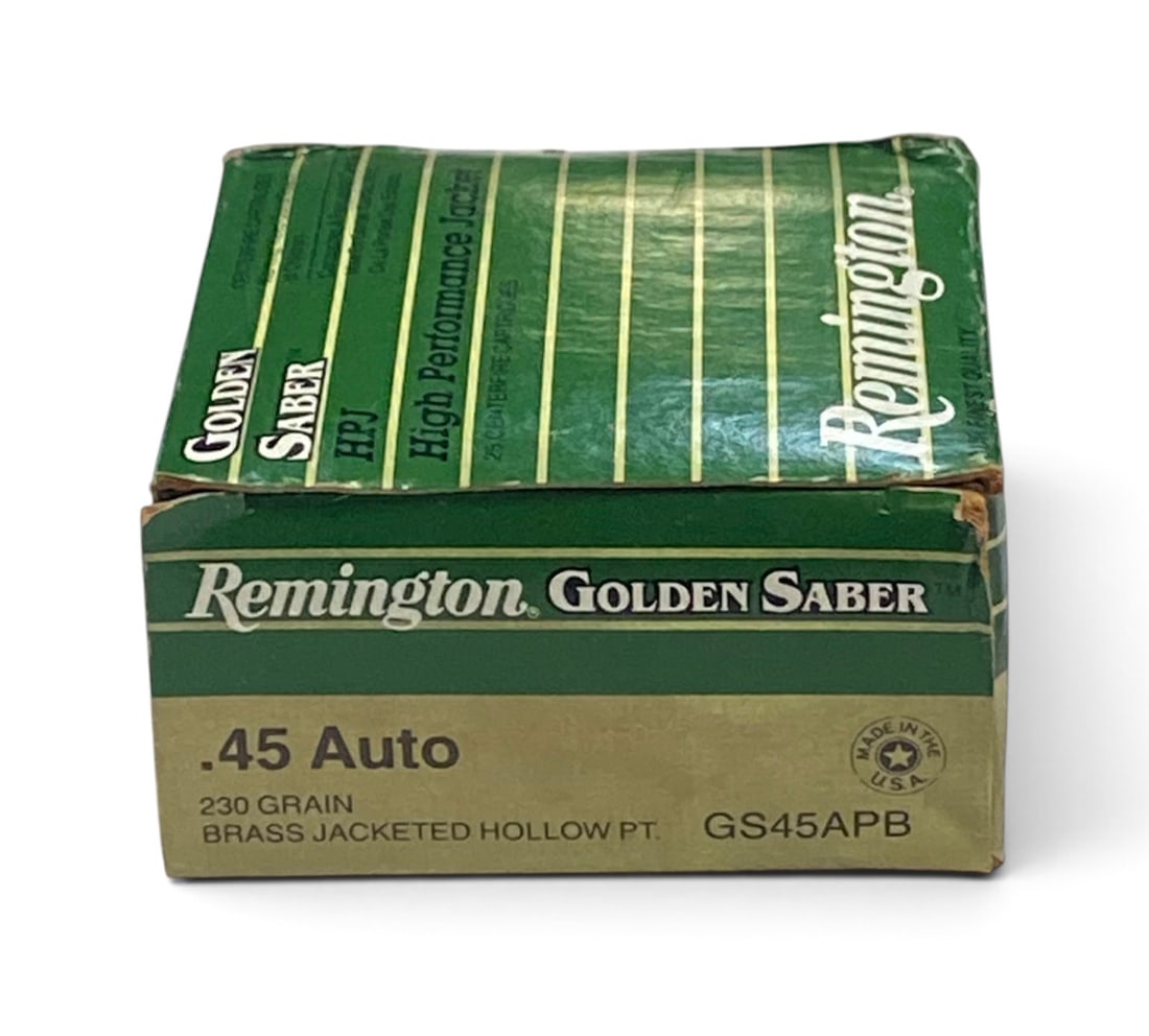 NIB 25rds. of .45 AUTO 230gr. BJHP Remington Golden Saber Ammunition: See Photo(s)