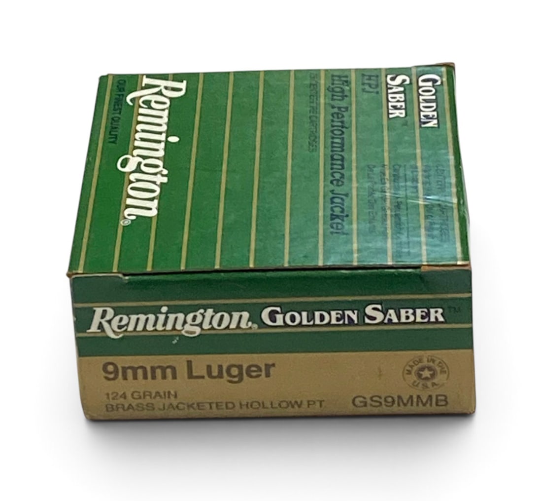 NIB 25rds. of 9mm LUGER 124gr. BJHP Remington Golden Saber Ammunition: See Photo(s)