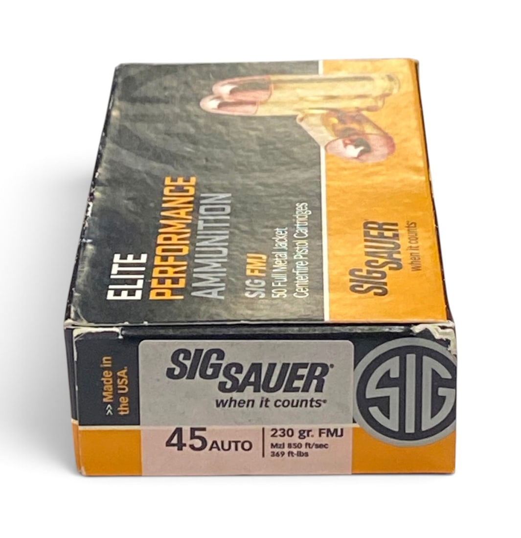 NIB 50rds. of .45 AUTO 230gr. FMJ Sig Sauer Ammunition: See Photo(s)