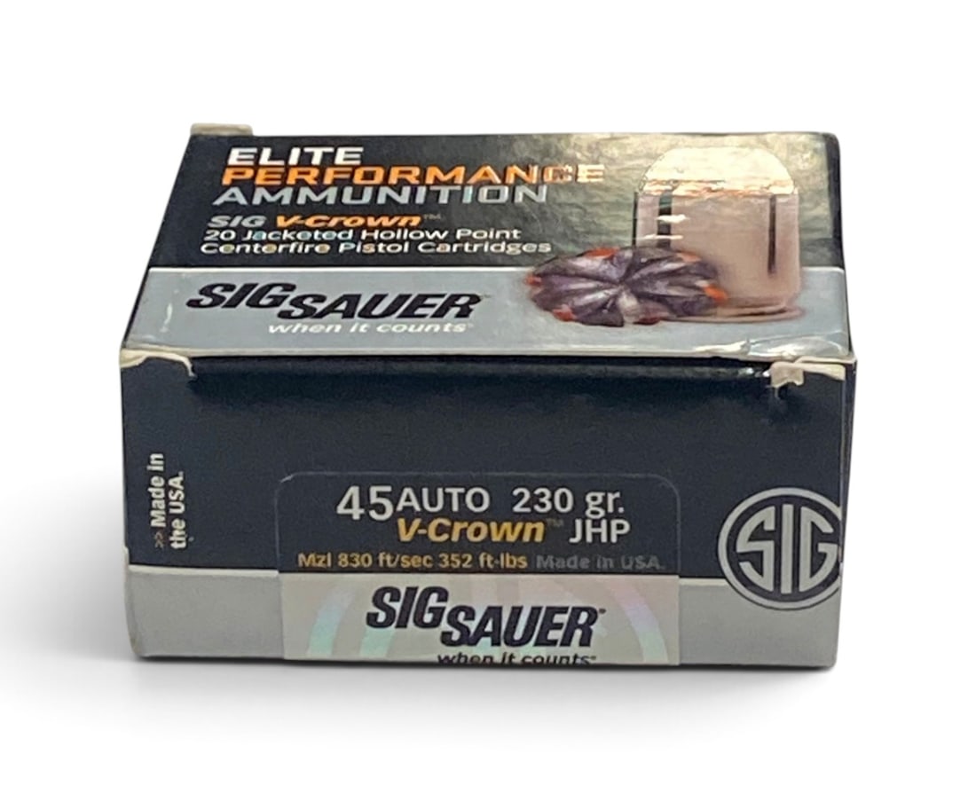 NIB 20rds. of .45 AUTO 230gr. V-Crown JHP SIG Sauer Ammunition: See Photo(s)