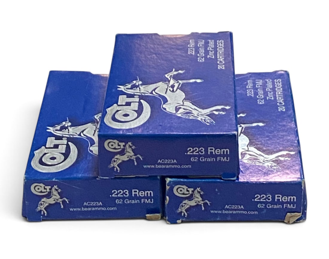 NIB 60rds. of .223 REM 62gr. FMJ Zinc-Plated Colt / Barnaul Russian Ammunition: See Photo(s)