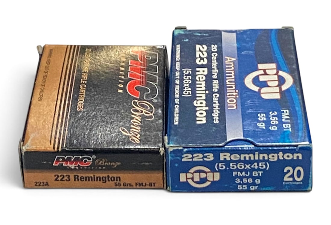 NIB 40rds. of .223 REM 55gr. FMJ-BT PMC & PPU Ammunition: See Photo(s)