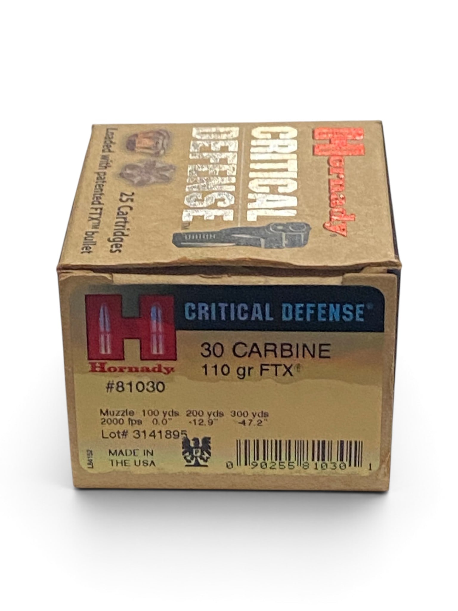 NIB 25rds. of .30 CARBINE 110gr. FTX Critical Defense Hornady Ammunition: See Photo(s)