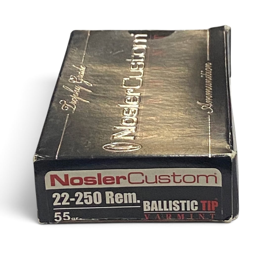 NIB 20rds. of .22-250 REM. 55gr. Ballistic-Tip Varmint Nosler Custom Ammunition: See Photo(s)