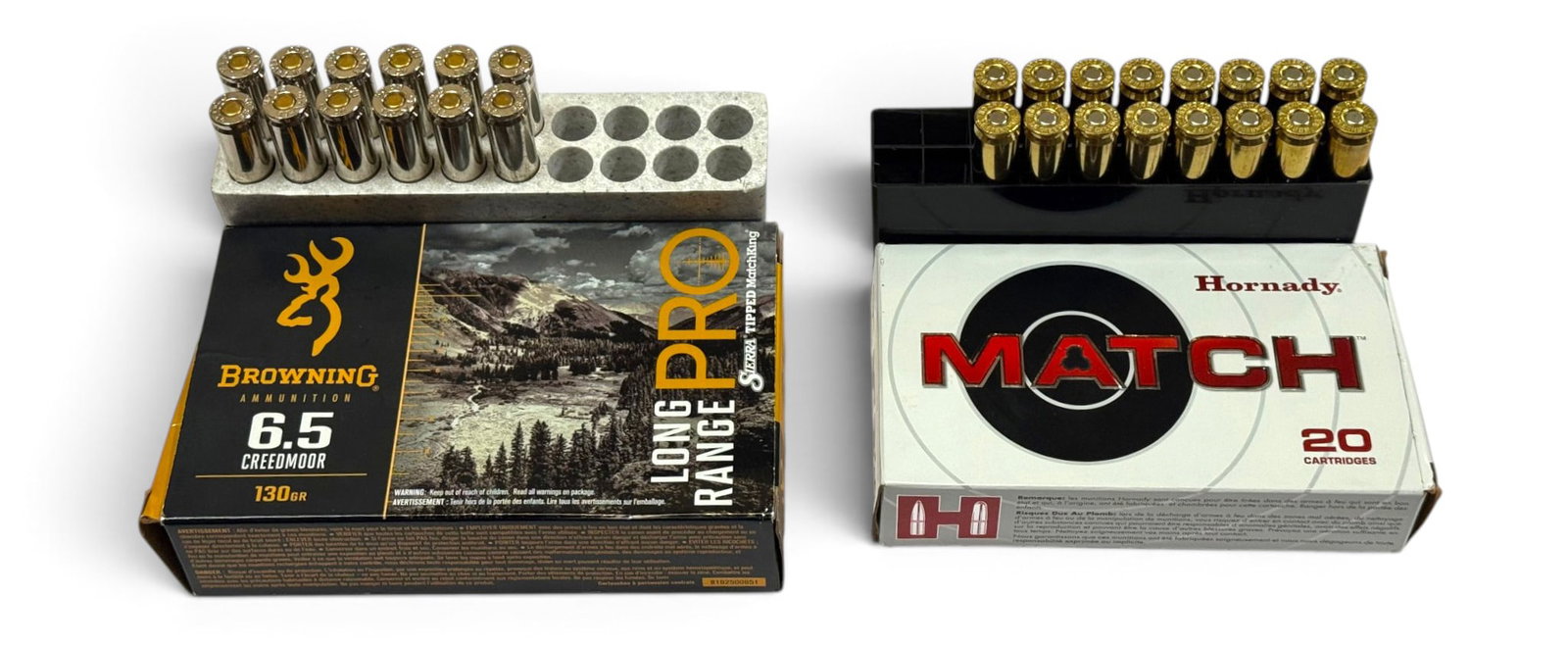 NIB 28rds. of 6.5 CREEDMOOR Quality Factory Ammunition: (16) Hornady 140gr. ELD MATCH & (12) Browning 130gr. Sierra Tipped MatchKing Long Range Pro