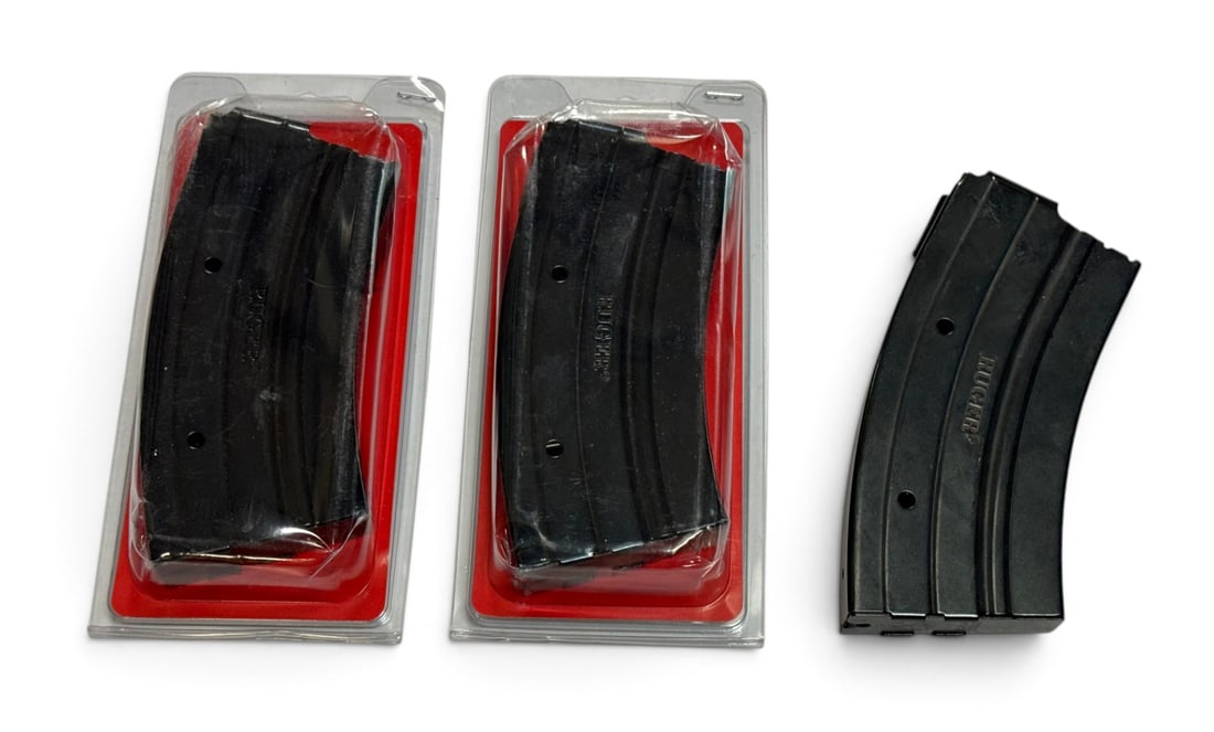 (3) Factory Ruger Mini-30 7.62x39mm 20-Round Magazines: (2) NIB and (1) Like new, no box. No. MAG762-20