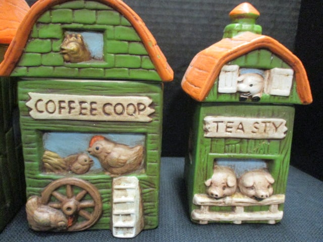 Barn Style Ceraic Mid Century Novelty Canister Set (4 PC) - 2