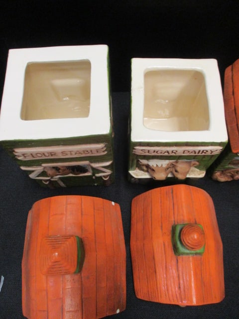 Barn Style Ceraic Mid Century Novelty Canister Set (4 PC) - 5