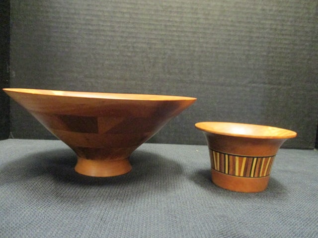 Wood Footed Bowl w/Flared Rim (8 1/2" Diam x 3 1/2" D) & (1 of 7)