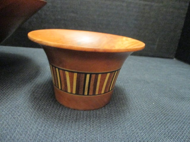 Wood Footed Bowl w/Flared Rim (8 1/2" Diam x 3 1/2" D) & - 2