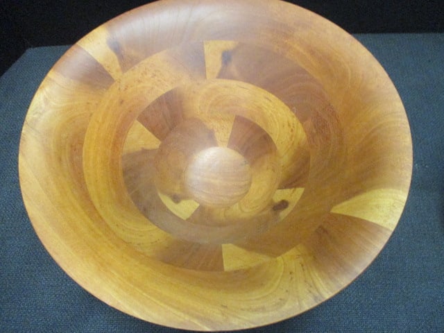 Wood Footed Bowl w/Flared Rim (8 1/2" Diam x 3 1/2" D) & - 5