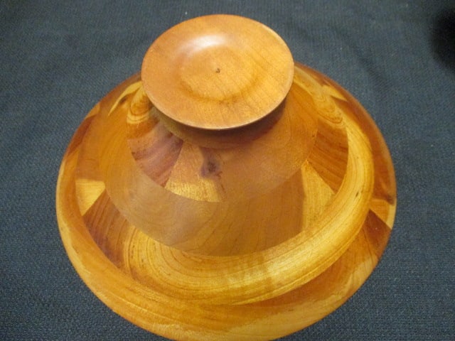 Wood Footed Bowl w/Flared Rim (8 1/2" Diam x 3 1/2" D) & - 6