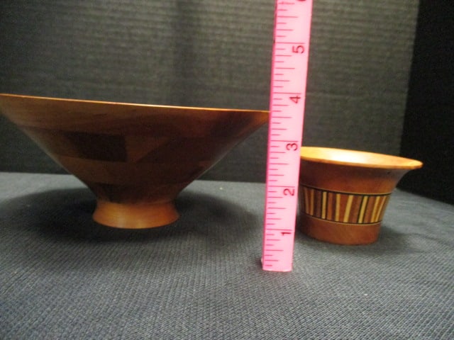 Wood Footed Bowl w/Flared Rim (8 1/2" Diam x 3 1/2" D) & - 7
