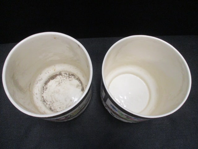 Porcelain Floral Cachepots w/Gold Gilt Rims (Lot of 2) - 2