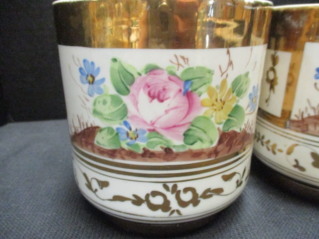 Porcelain Floral Cachepots w/Gold Gilt Rims (Lot of 2) - 6