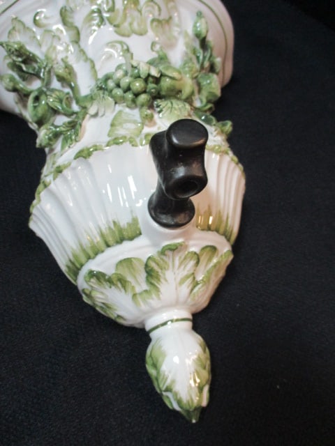 Decorative Ceramic Wall Pocket & Matching Ewer/Pitcher - 2