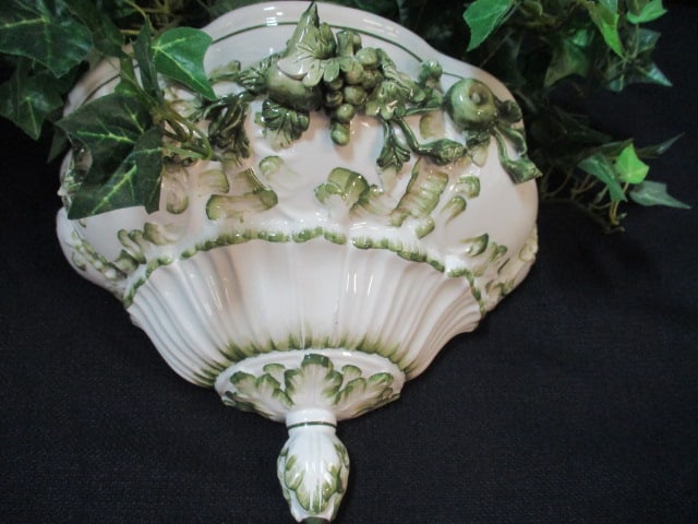 Decorative Ceramic Wall Pocket & Matching Ewer/Pitcher - 7